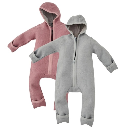 "Alavya Home Walkoverall 86/92 Bio-Schurwolle - 2er-Set, Rosa + Grau image"
