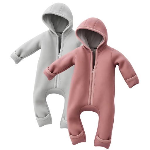 "Alavya Home Walkoverall 98/104 Bio-Schurwolle - 2er-Set, Rosa + Grau image"