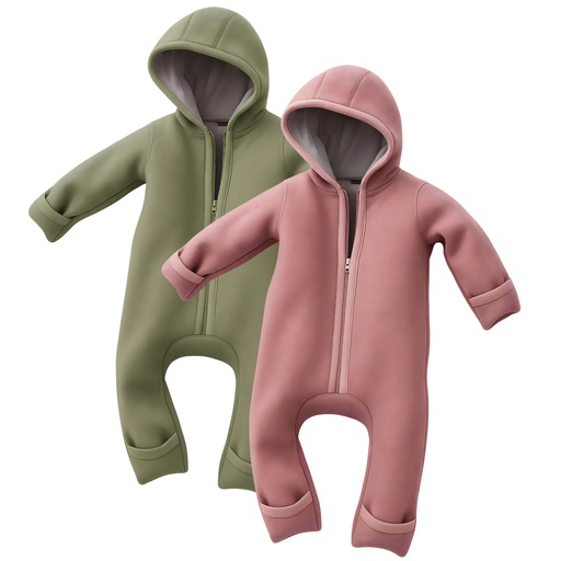 "Alavya Home Walkoverall Bio-Schurwolle - Rosa + Khaki - 2er Set 62/68 image"