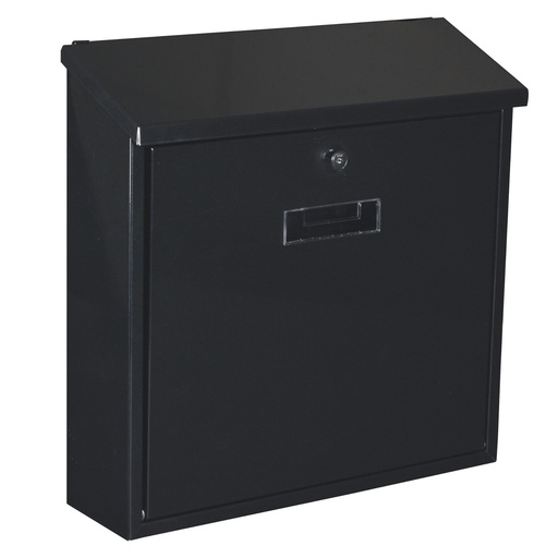 "Wandbriefkasten Monaco für den Außenbereich in Schwarz mit Namensschild und Schloss, Metallbriefkasten inklusive 2 Schlüsseln und Montagezubehör image"