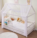 Alavya Home Hausbett CLOUD 90 x 200 cm Komplett-Set – Polyester Dekoset Weiß + Schublade 90 x 200 cm + Kindermatratze COZY 90 x 200 cm (Kaltschaum)