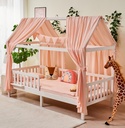 Alavya Home Hausbett CLOUD 90 x 200 cm Komplett-Set – Musselin Dekoset Rosa + Kindermatratze COZY 90 x 200 cm (Kaltschaum)