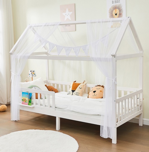 "Alavya Home Hausbett CLOUD 90 x 200 cm Komplett-Set – Polyester Dekoset Weiß + Kindermatratze COZY 90 x 200 cm (Kaltschaum) image"
