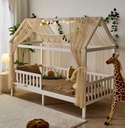 Alavya Home Hausbett CLOUD 90 x 200 cm Komplett-Set – Polyester Dekoset Beige + Kindermatratze COZY 90 x 200 cm (Kaltschaum)