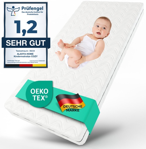 "Alavya Home Babymatratze COZY BASIC 70x140x6 cm Kaltschaum, Mikrofaser - Weiß image"
