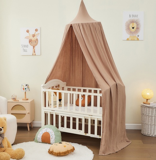 "Alavya Home Baldachin Betthimmel 250x50 cm Bio-Musselin Baumwolle - Braun image"