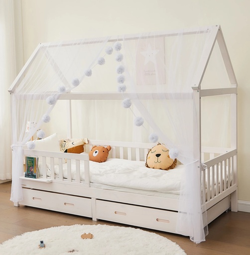 "Alavya Home Deko-Set XL 150x340 cm Musselin Bio-Baumwolle - 3er-Set, Weiß image"