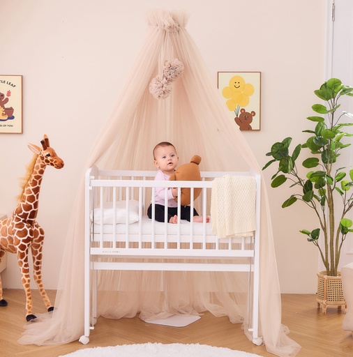 "Alavya Home Betthimmel aus Tüll mit Pompons - Beige image"