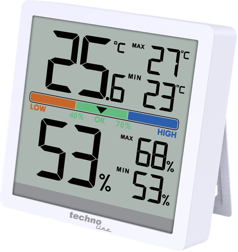 "WS9472 Digitales Thermo-Hygrometer mit Komfortanzeige, Innenthermometer & Hygrometer, MIN/MAX-Speicher, Hintergrundbeleuchtung, Magnet, Standfuß & Wandaufhängung image"