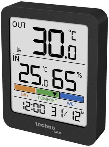 "WS9488 Funk-Thermo-Hygrometer mit Außensensor, Innen- & Außentemperatur, Luftfeuchtigkeit, Komfortanzeige, Max/Min-Speicher, Uhr, Datum, Hintergrundbeleuchtung image"