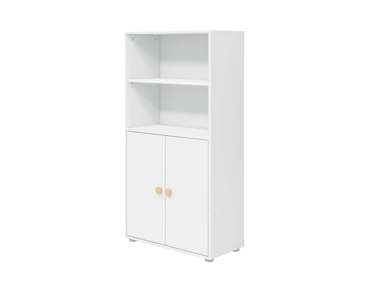 "FLEXA Bücherregal, Bücherwand - Midi, 2 Türen, 72 cm x 138 cm, Farbe: Weiß/Eiche image"