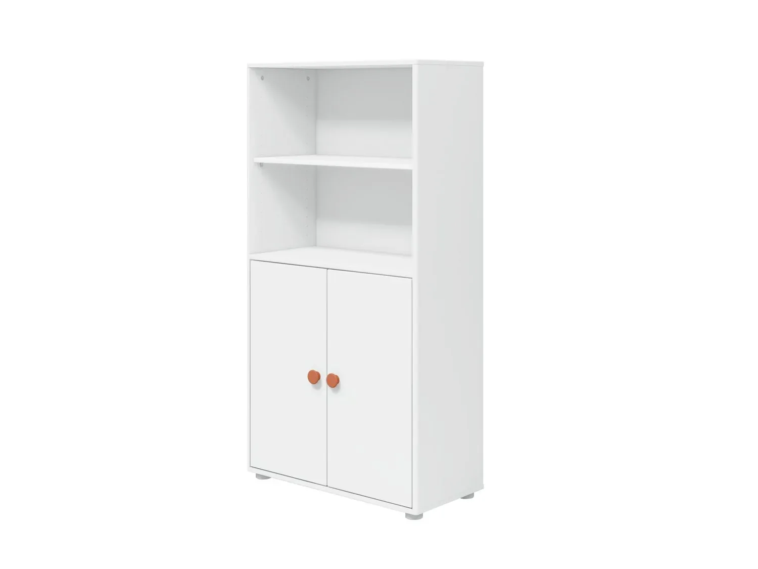 "FLEXA Bücherregal, Bücherwand - Midi, 2 Türen, 72 cm x 138 cm, Farbe: Weiß/Errröten image"