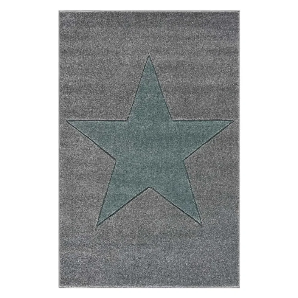 "Livone Kinderteppich Stern mint auf grau, Teppichgrösse: 120 x 180 cm image"