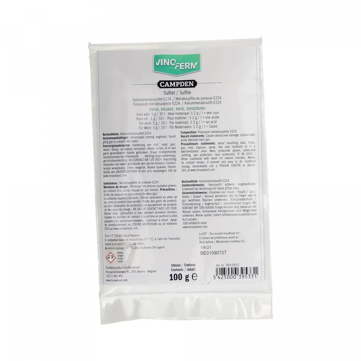 "Kaliumpyrosulfit - Vinoferm campden 100g image"