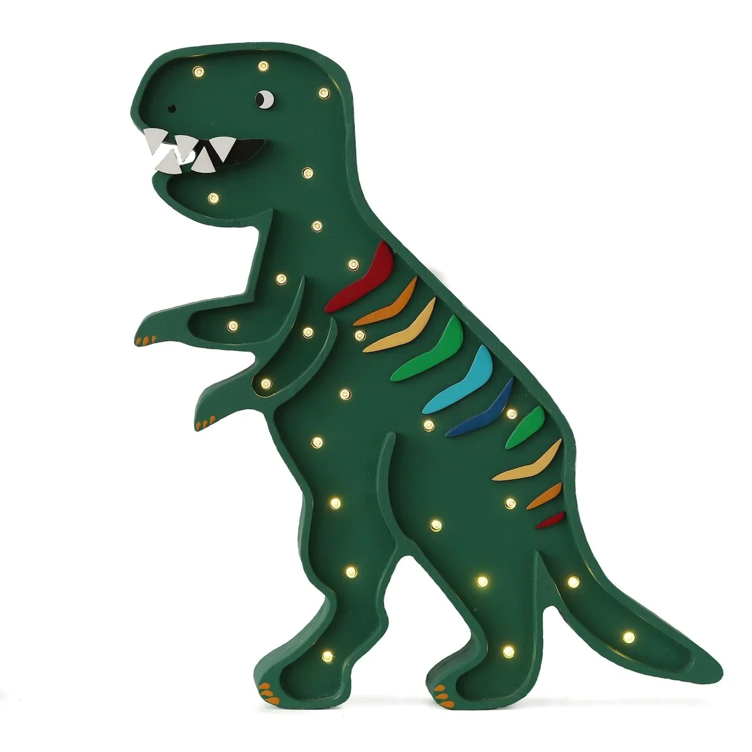 "Little Lights Nachtlicht Kinder, Nachtlampe T-Rex - 100% Kiefernholz natur, Farbe: Regenbogengrün image"