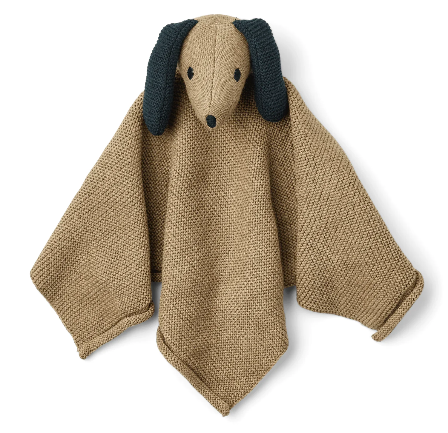 Liewood Strick Schnuffeltuch, Kuscheltuch - 100 % Bio-Baumwolle, Farbe: Dog / Oat mix