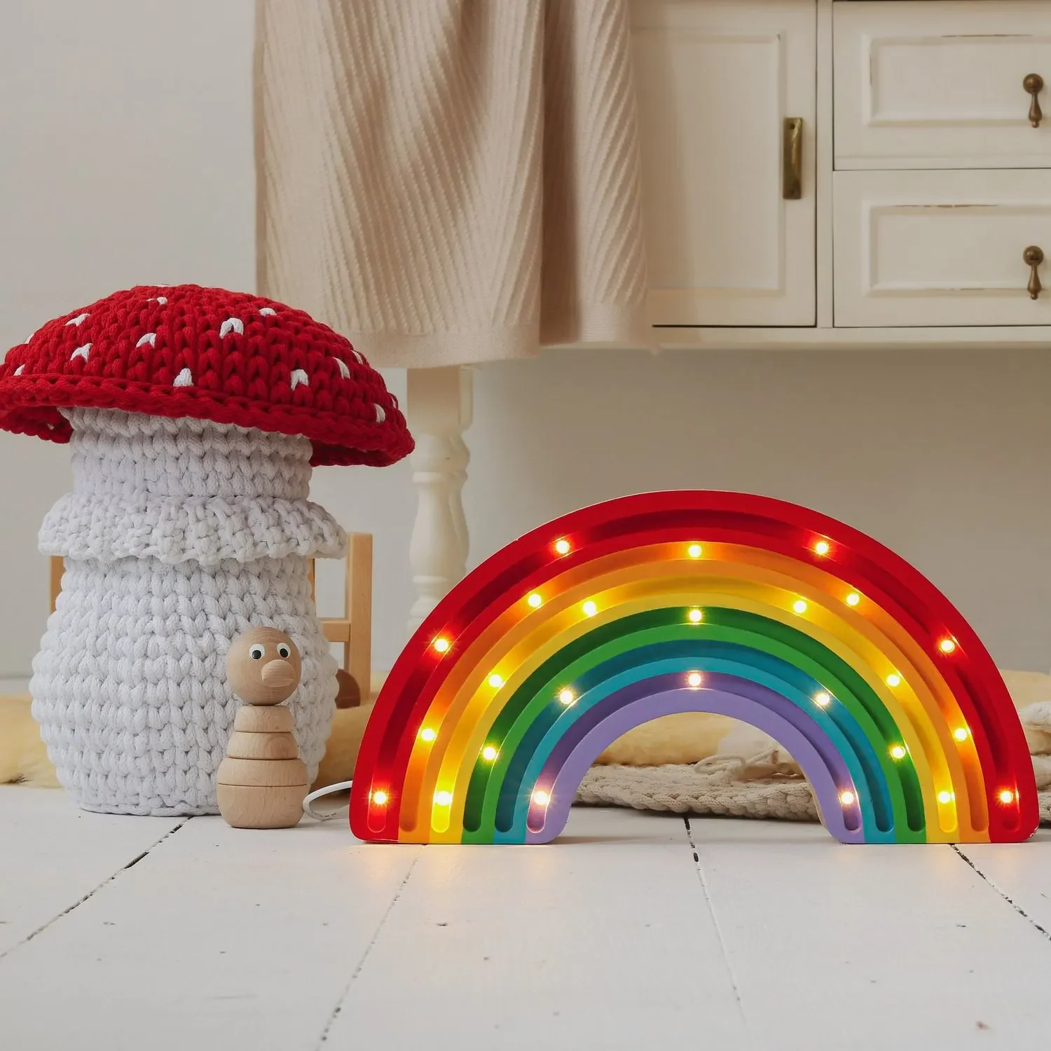 "Little Lights Nachtlicht Kinder, Nachtlampe Regenbogen - 100% Kiefernholz natur, Farbe: Klassisch image"