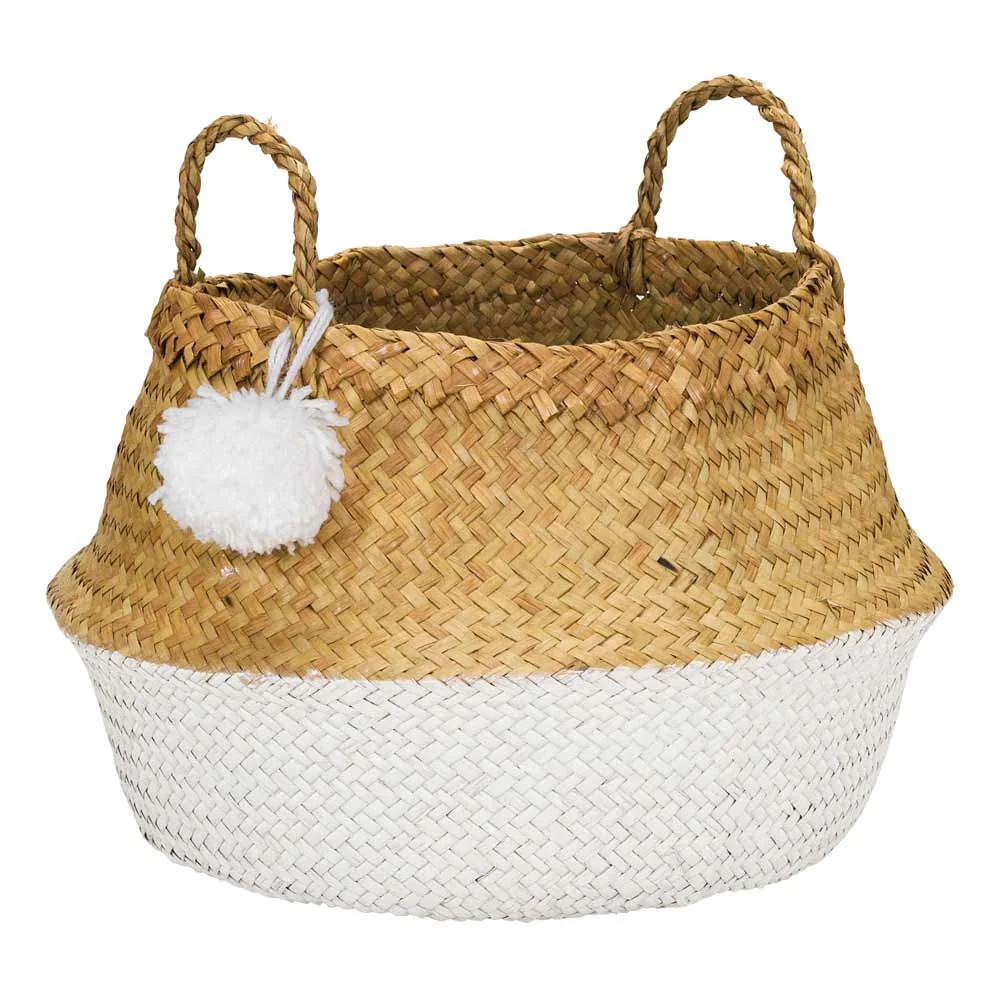 Kidsdepot Aufbewahrungskorb rund Seegras klein weiss natur