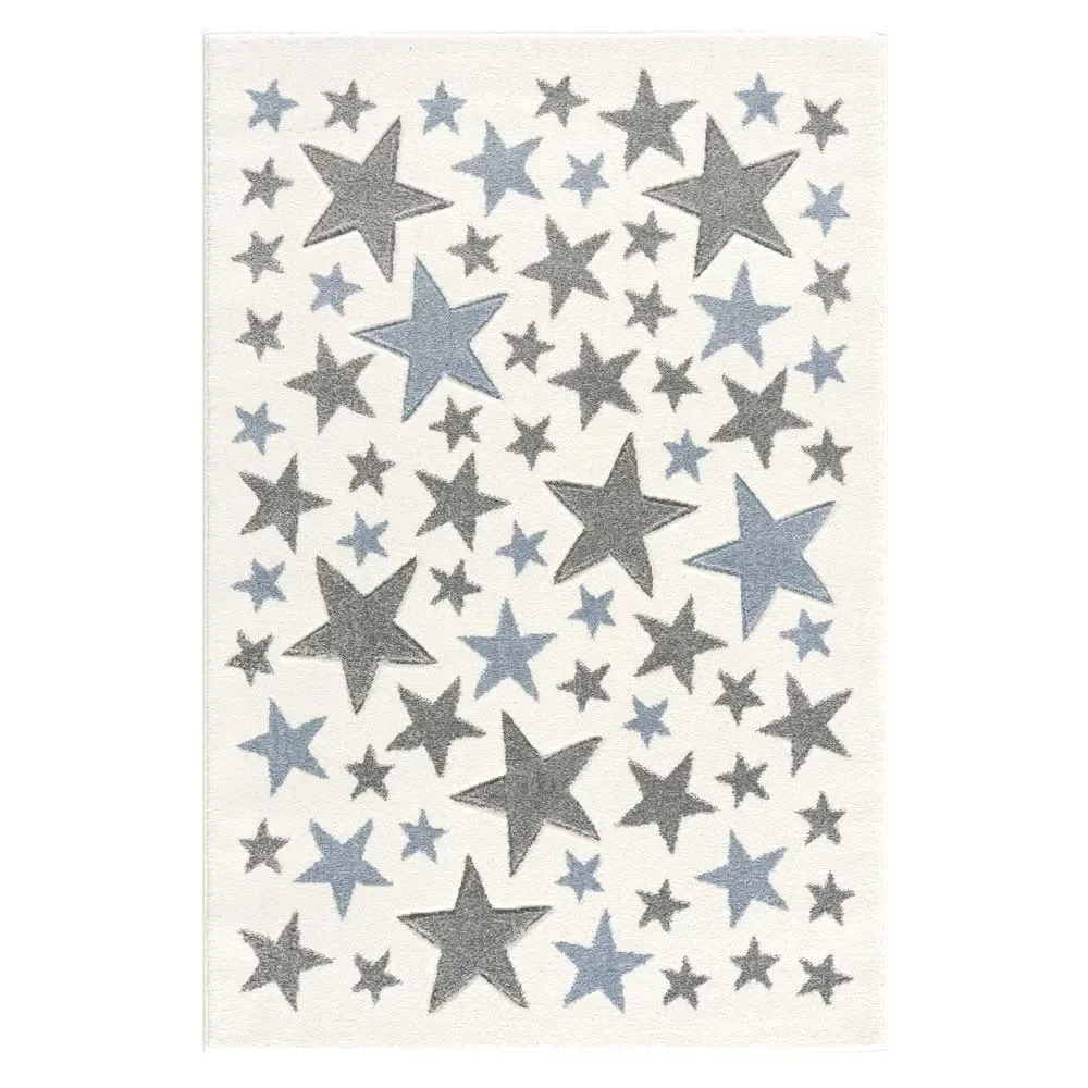 "Livone Kinderteppich Stella Sterne blau grau, Teppichgrösse: 120 x 180 cm image"