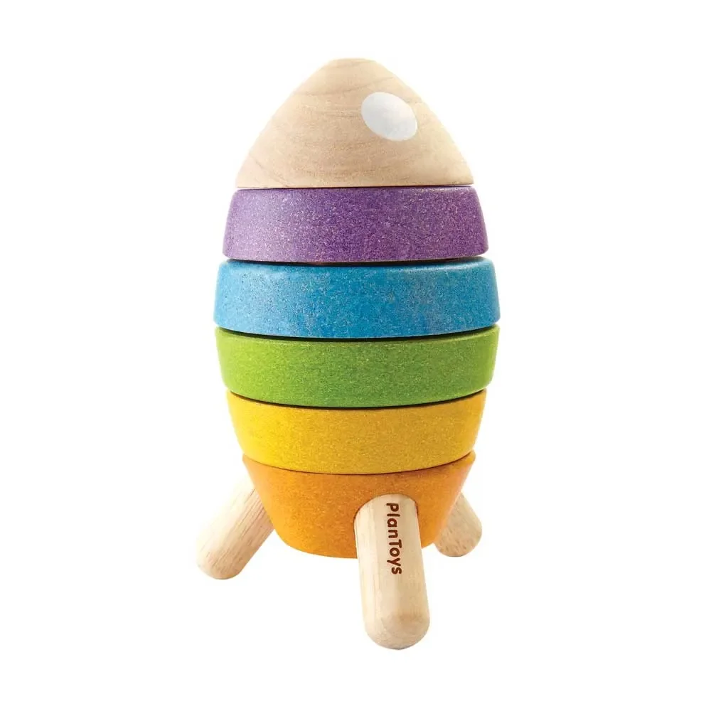 "Plan Toys Stapelturm Rakete bunt image"