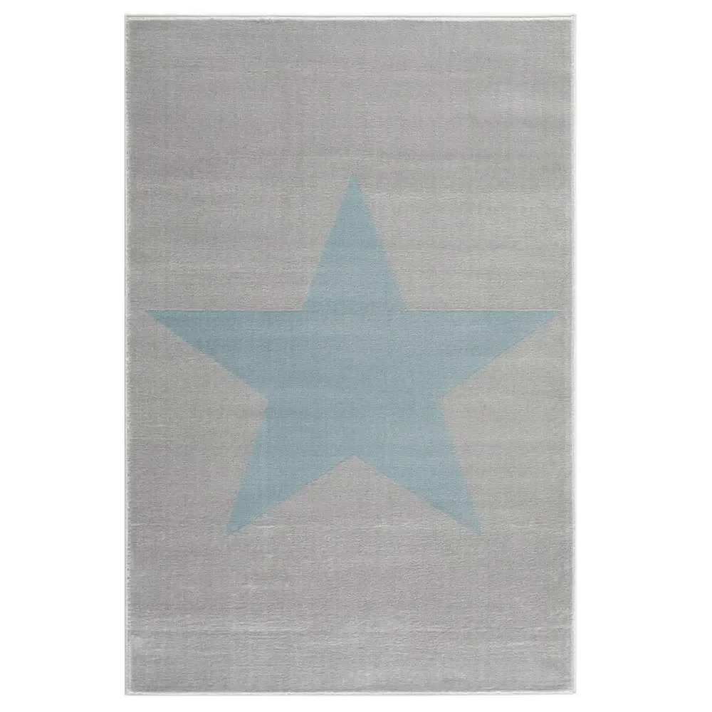 "Livone Kinderteppich Stern blau auf grau, Teppichgrösse: 160 x 230 cm image"