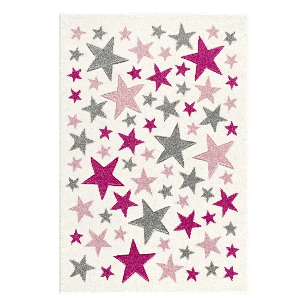 "Livone Kinderteppich Stella Sterne rosa grau, Teppichgrösse: 120 x 180 cm image"