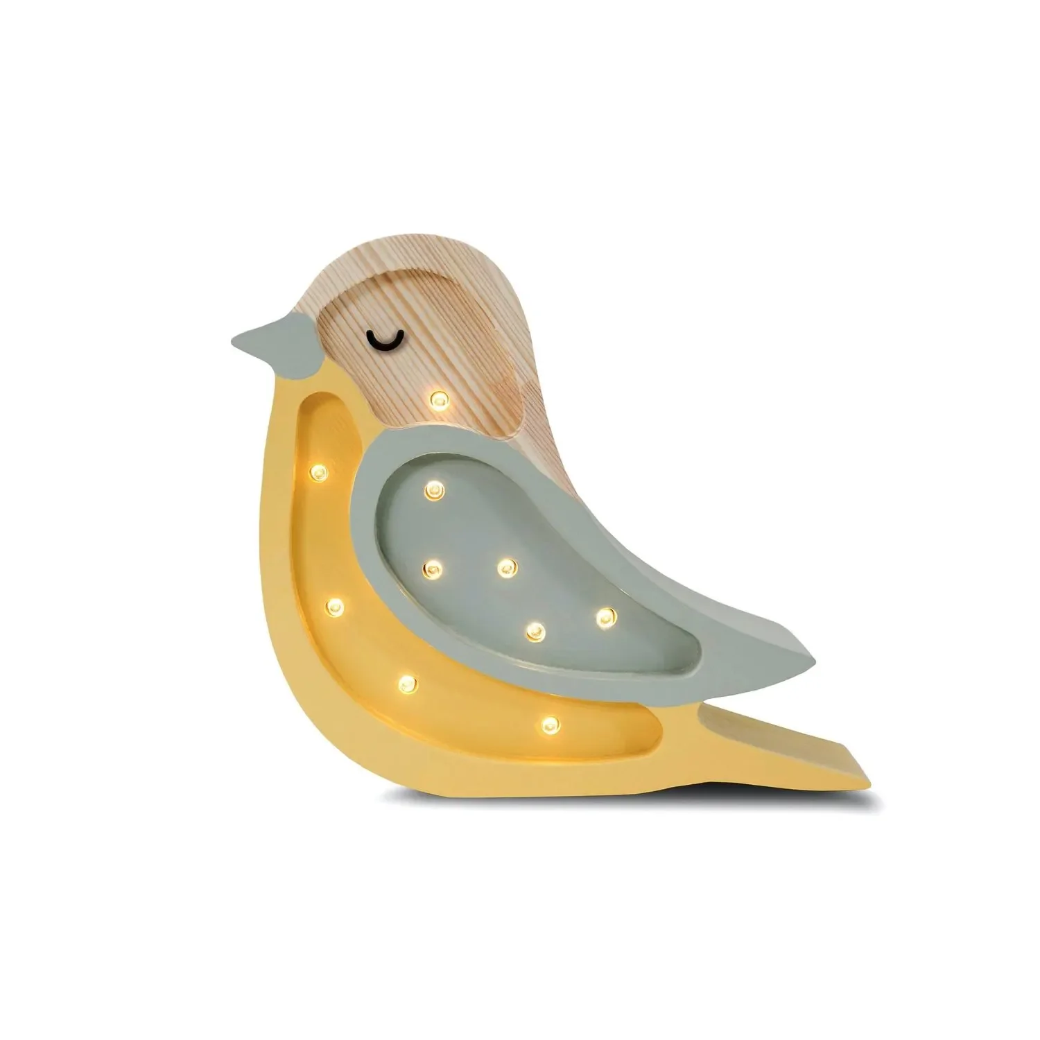 "Little Lights Nachtlicht Kinder, Nachtlampe Mini-Vogel - 100% Kiefernholz natur, Farbe: Khaki/heller Senf image"