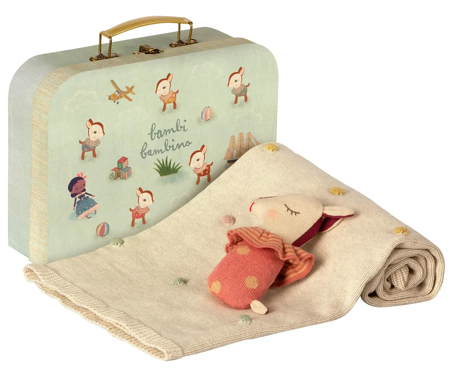 "Maileg Baby Geschenk-Set: Kuscheltier und Babyrassel, Rosa, Farbe: rose image"