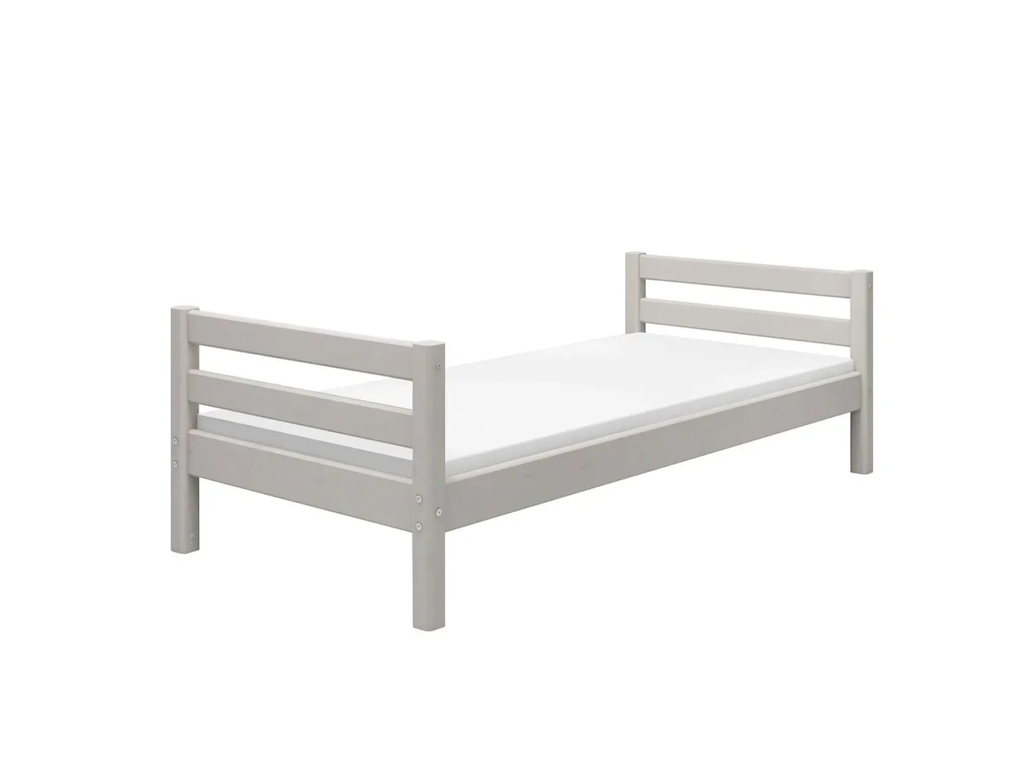 "FLEXA Einzelbett, Juniorbett - Classic, Massivholz Kiefer, 90x200 cm, Integrierter Lattenrost, Farbe: Grau gewaschene Kiefer image"