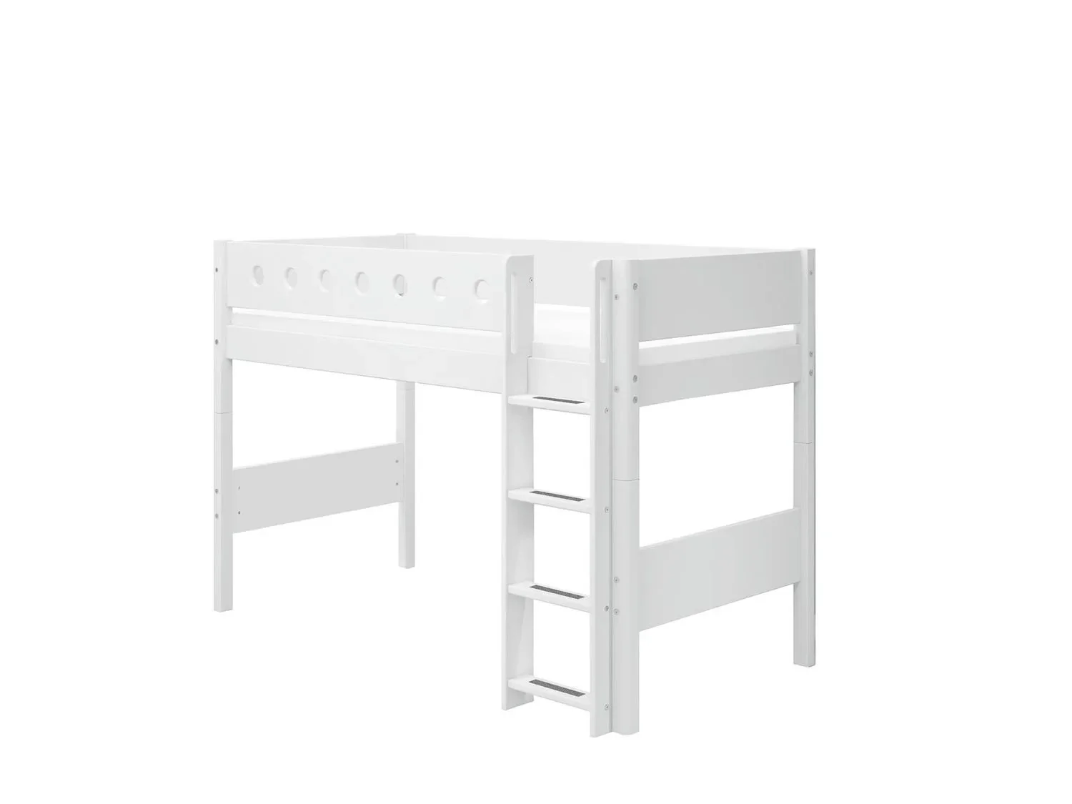 FLEXA Hochbett, Mittelhohes Bett - Mitwachsendes, Kinderbett mit Stauraum, 90x20