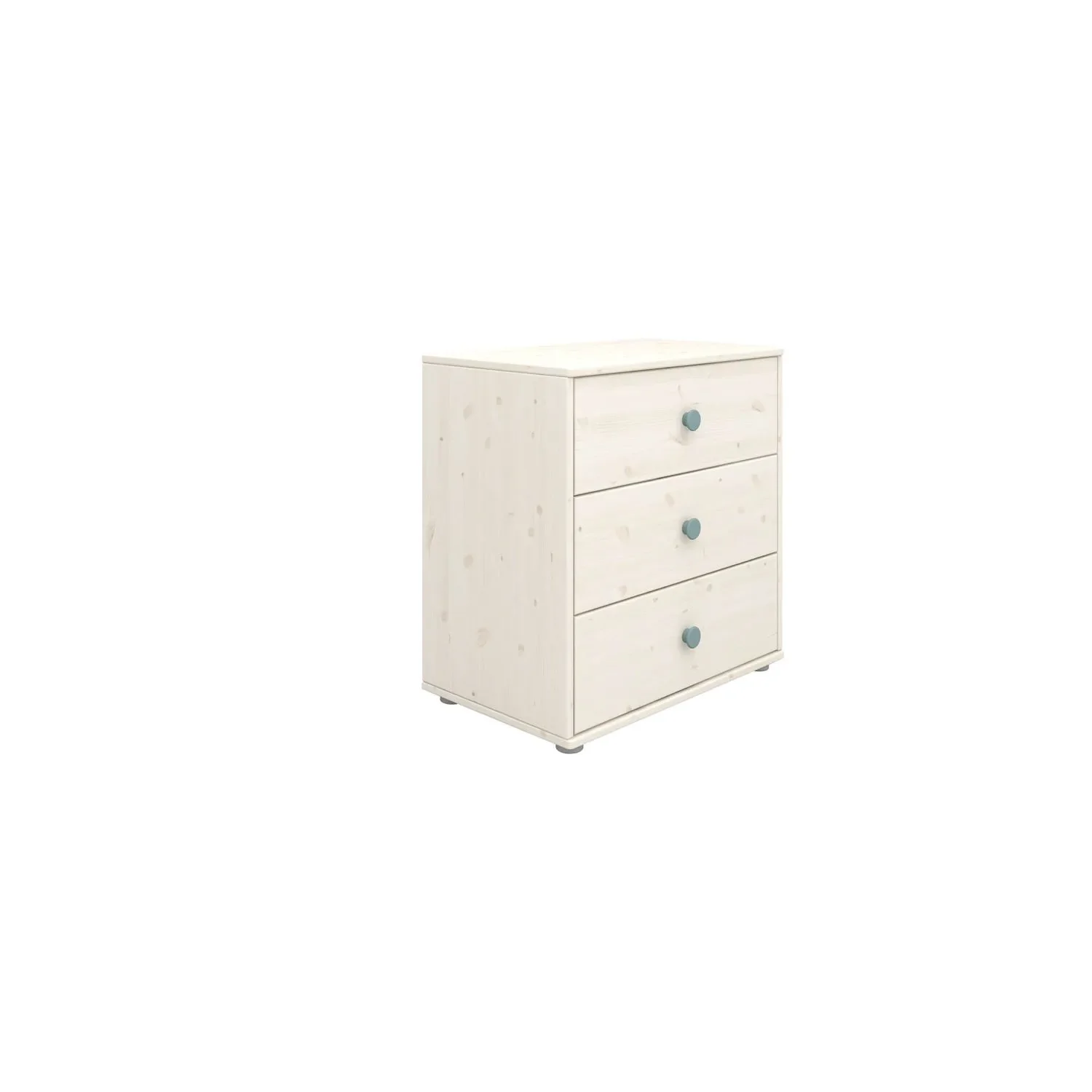 Flexa Kommode - Classic, mit 3 Schublade, 72x74,5 cm, Farbe: Weiß gekalkt / Weiß gekalkt / Türkis