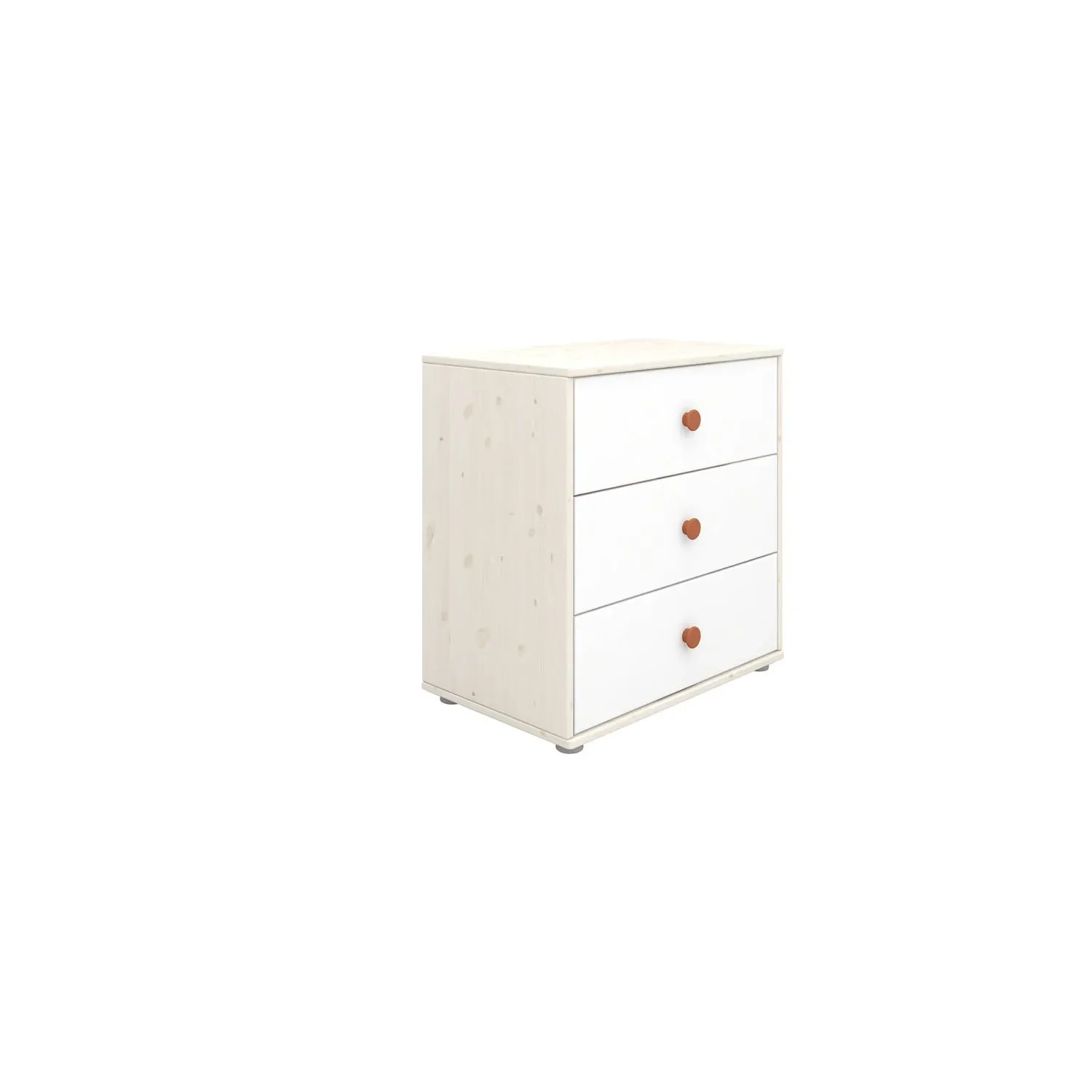 "Flexa Kommode - Classic, mit 3 Schublade, 72x74,5 cm, Farbe: Weiß gekalkt / Weiß / Rouge image"