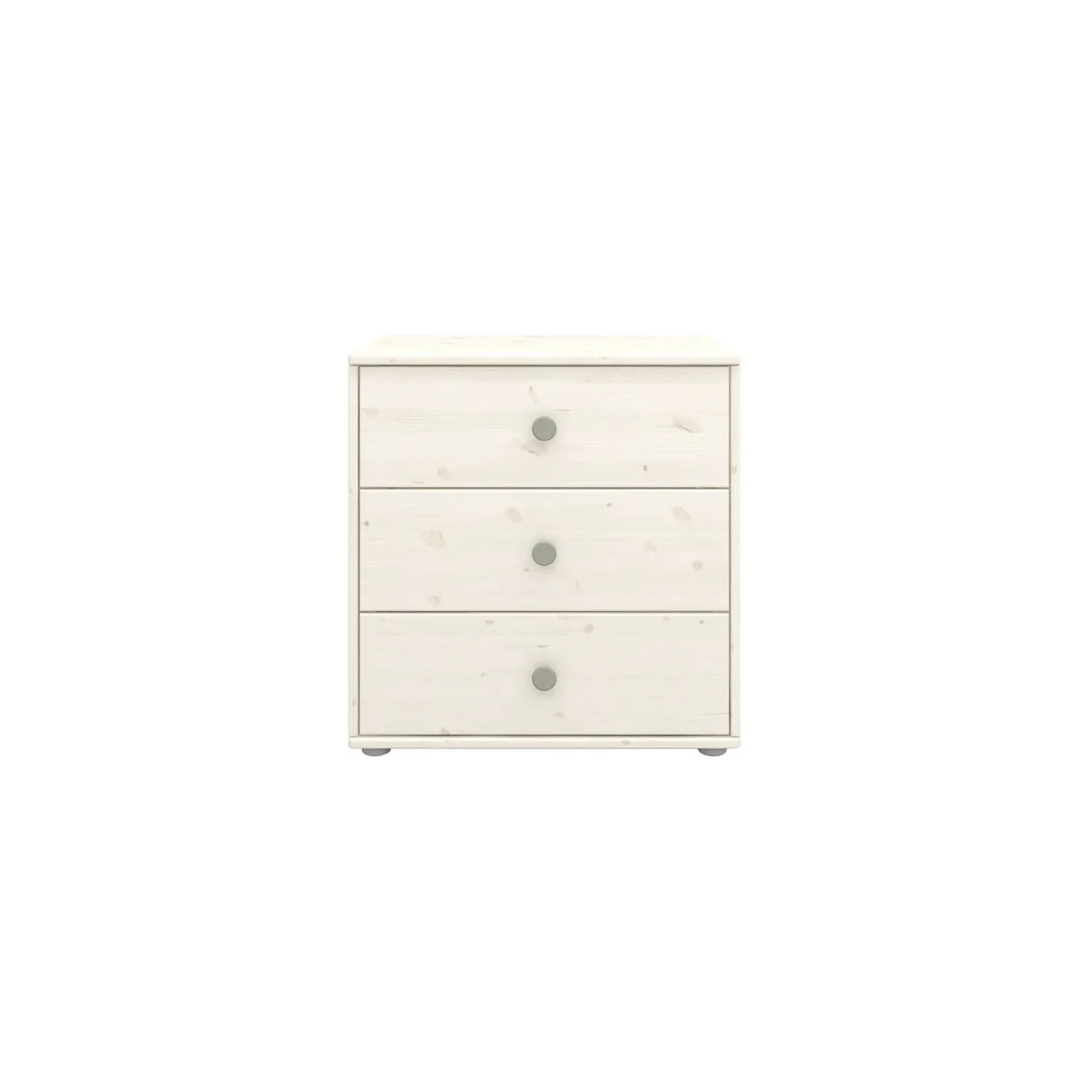 Flexa Kommode - Classic, mit 3 Schublade, 72x74,5 cm, Farbe: Weiß gekalkt / Weiß gekalkt / Naturgrün