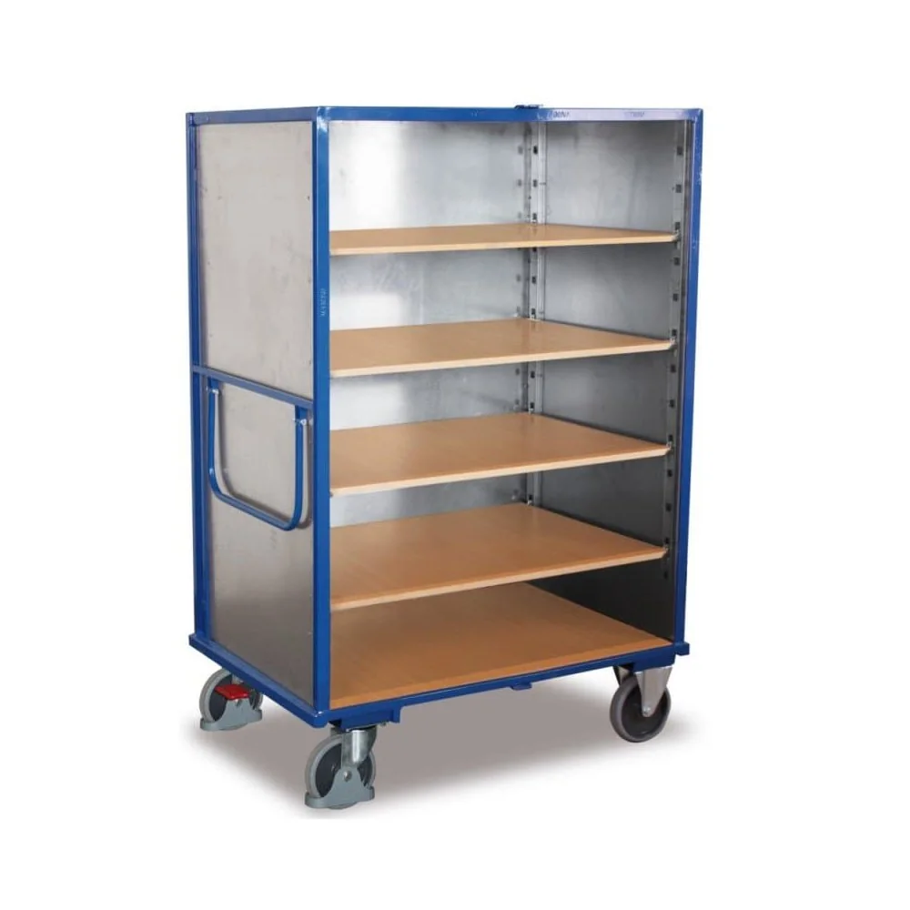 Etagenwagen, Stahlblechwagen, 5 Böden, 500 kg Traglast, EasySTOP
