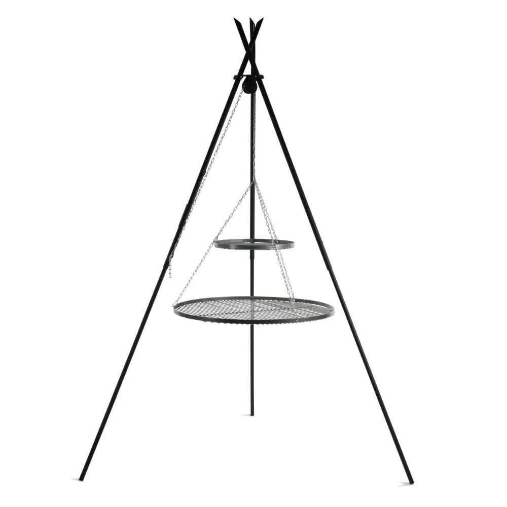 "Schwenkgrill Dreibein, 210 cm, Doppelrost, Naturstahl, Gartengrill image"
