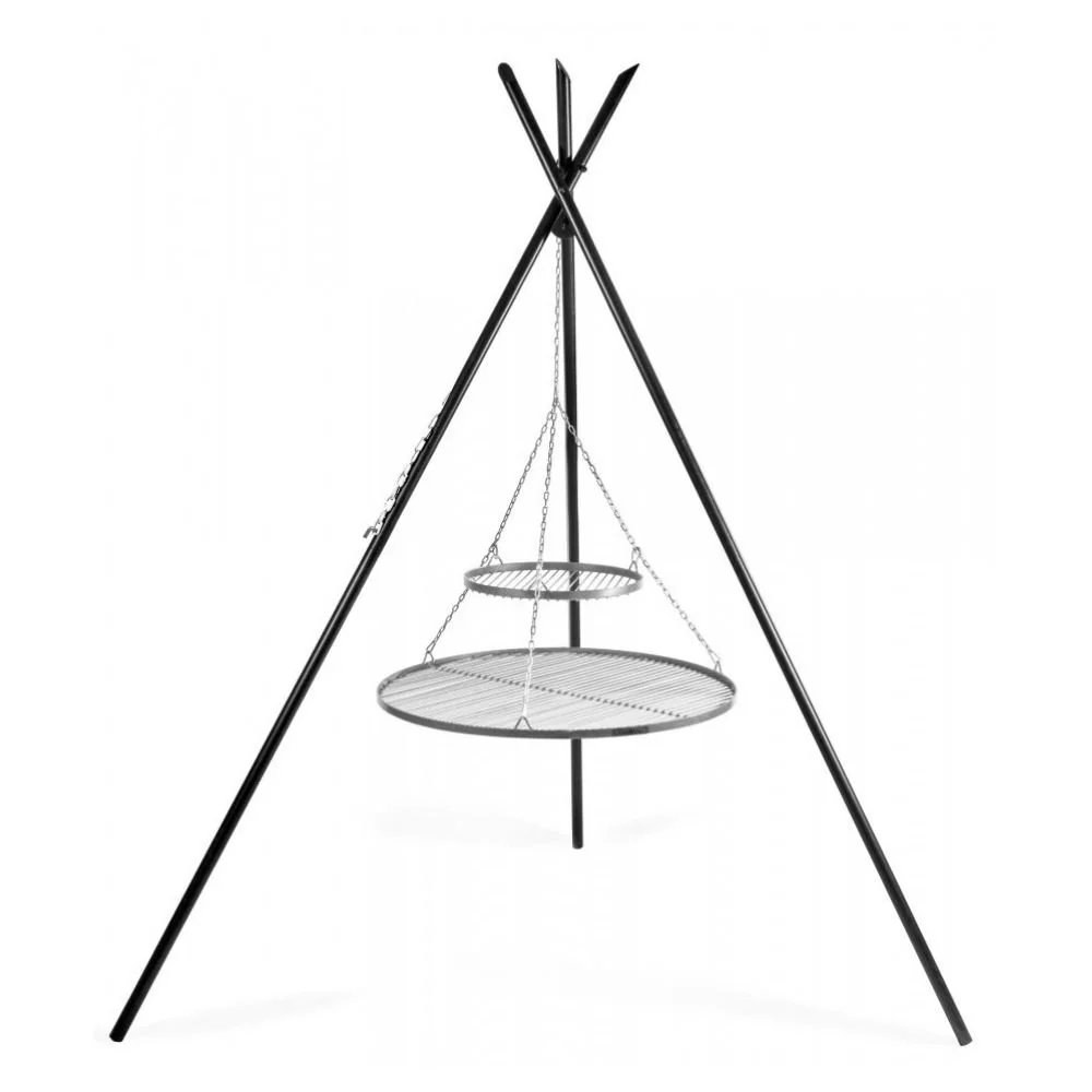 "Schwenkgrill, Dreibein Grill, Gartengrill, 210cm, Doppelrost Edelstahl 70/40cm image"