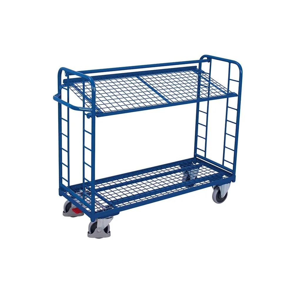 "Etagenwagen mit 2 Drahtgiterböden pulverbeschichtet 400 kg Traglast Typ L + EasySTOP image"