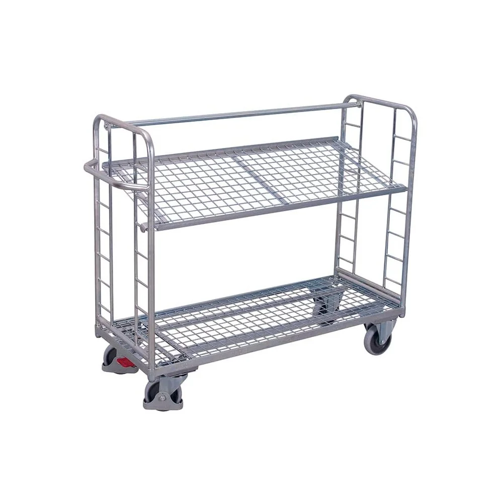 "Etagenwagen, verzinkt, 2 Drahtgitterböden, 250 kg Traglast, EasySTOP image"