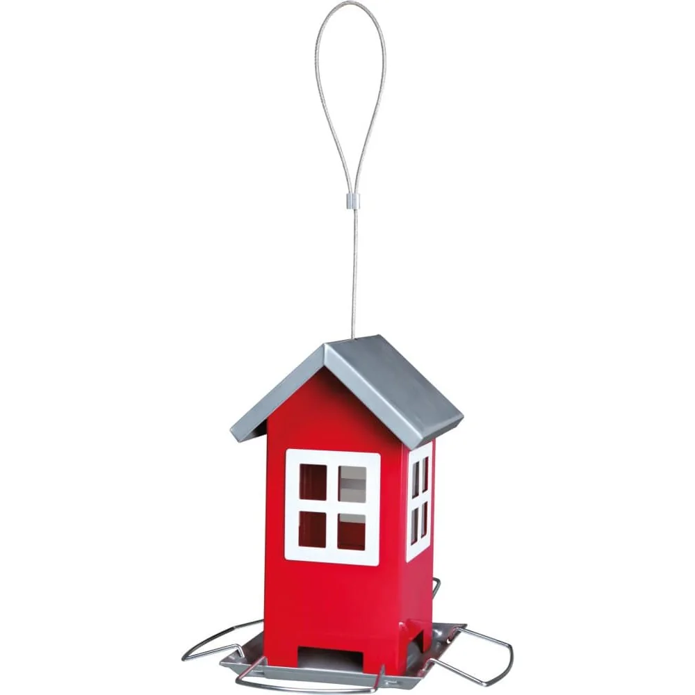 Futterhaus zum Aufhängen aus rotem Metall