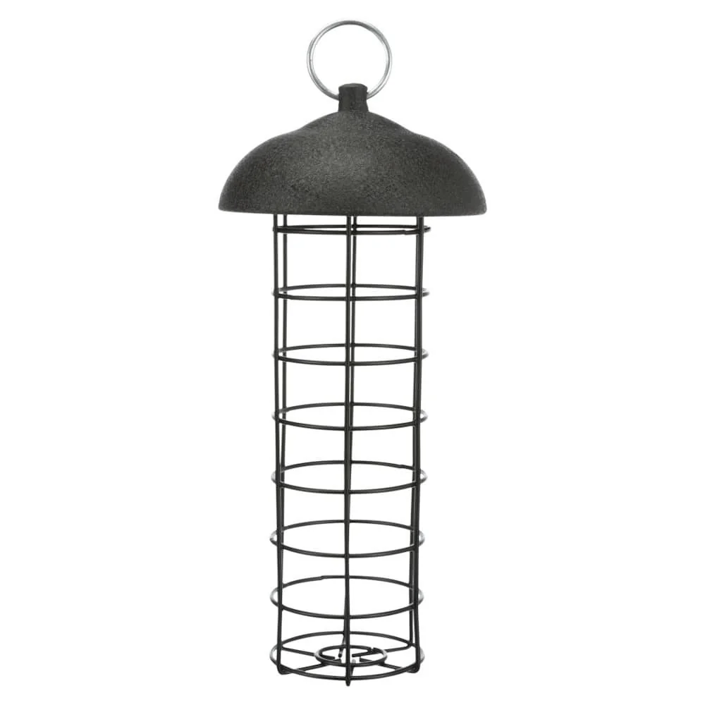 "Meisenknödelhalter mit Dach, Vogelfutterhaus zum Aufhängen, schwarz image"