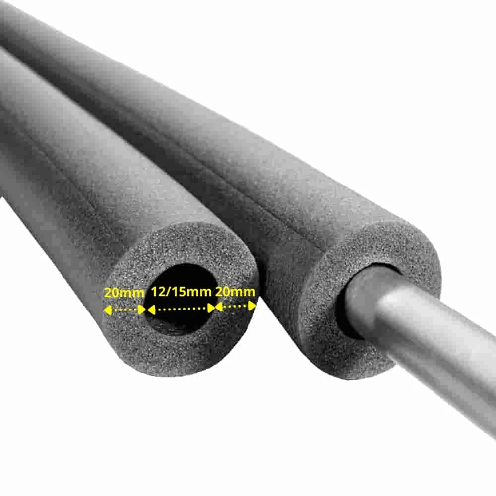 Isolierschlauch 2m, Rohrisolierung Heizung/Sanitär Ø 12/15mm, 20mm Dämmung