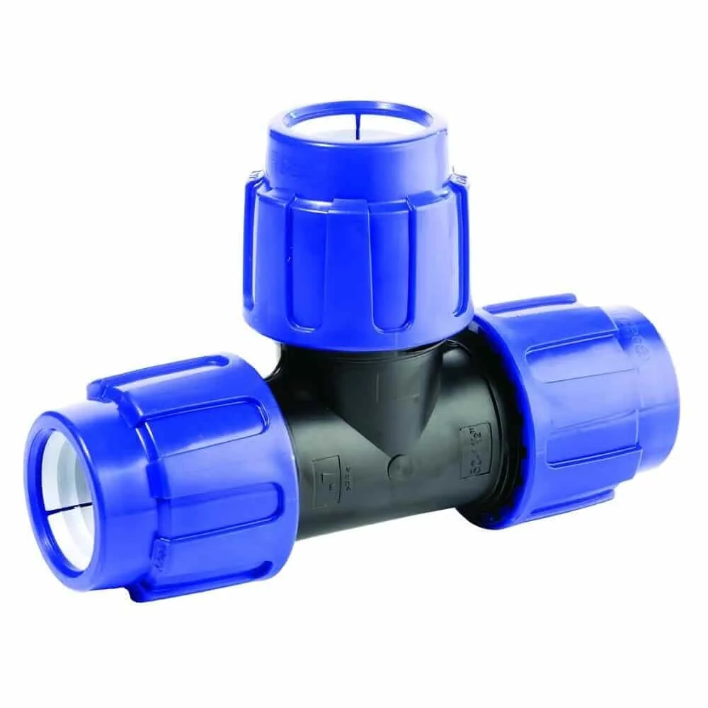 PE Rohr Verschraubung T-Stück 25mm, Klemmverbinder, Trinkwasser geeignet