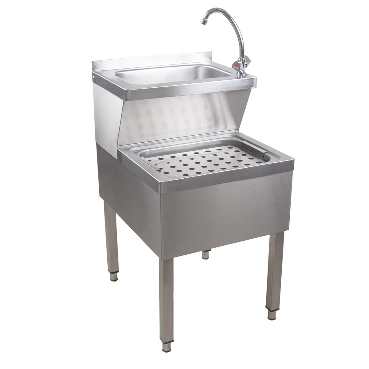 "Ausgussbecken, Waschbecken - Edelstahl, mit Mischarmatur und Siphon, für Hygiene & Effizienz image"