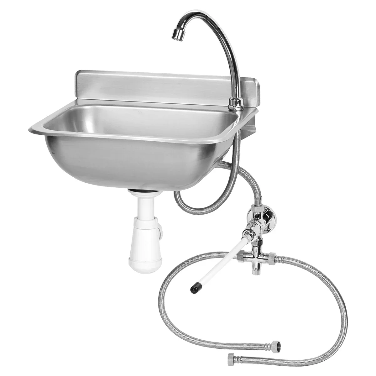 "Ausgussbecken, Handwaschbecken Gastro, mit Kniebedienung, Edelstahl, 375x310x190 mm image"