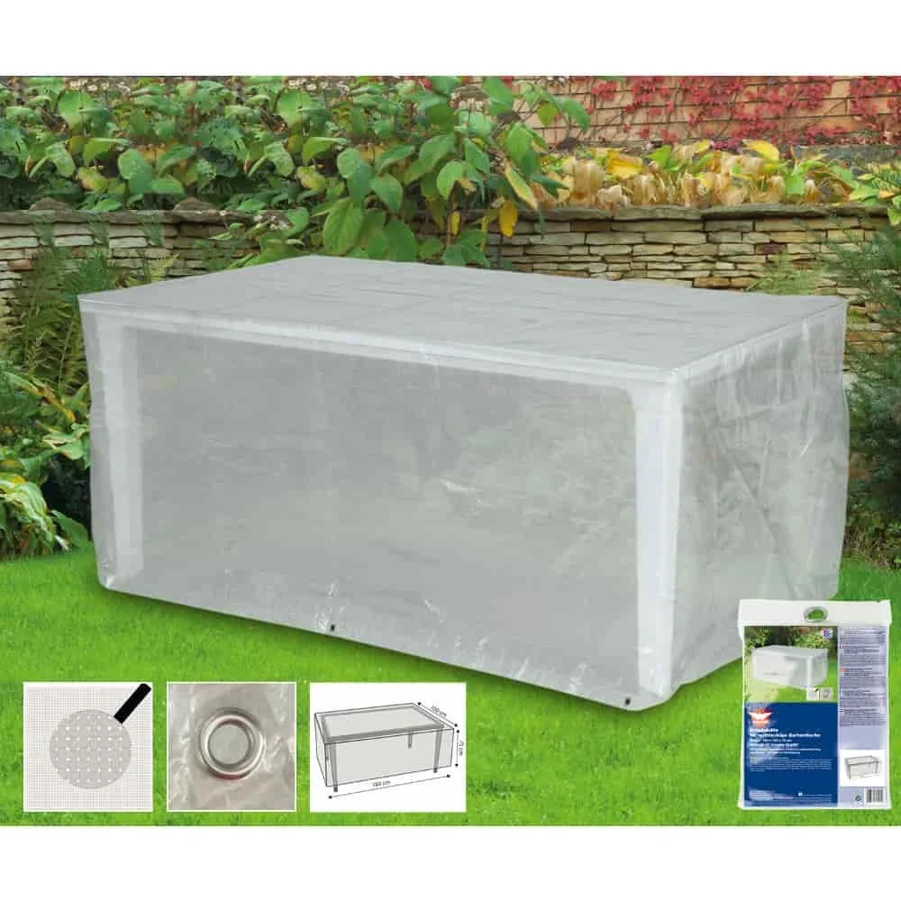 Transparente Abdeckung für rechteckigen Gartentisch