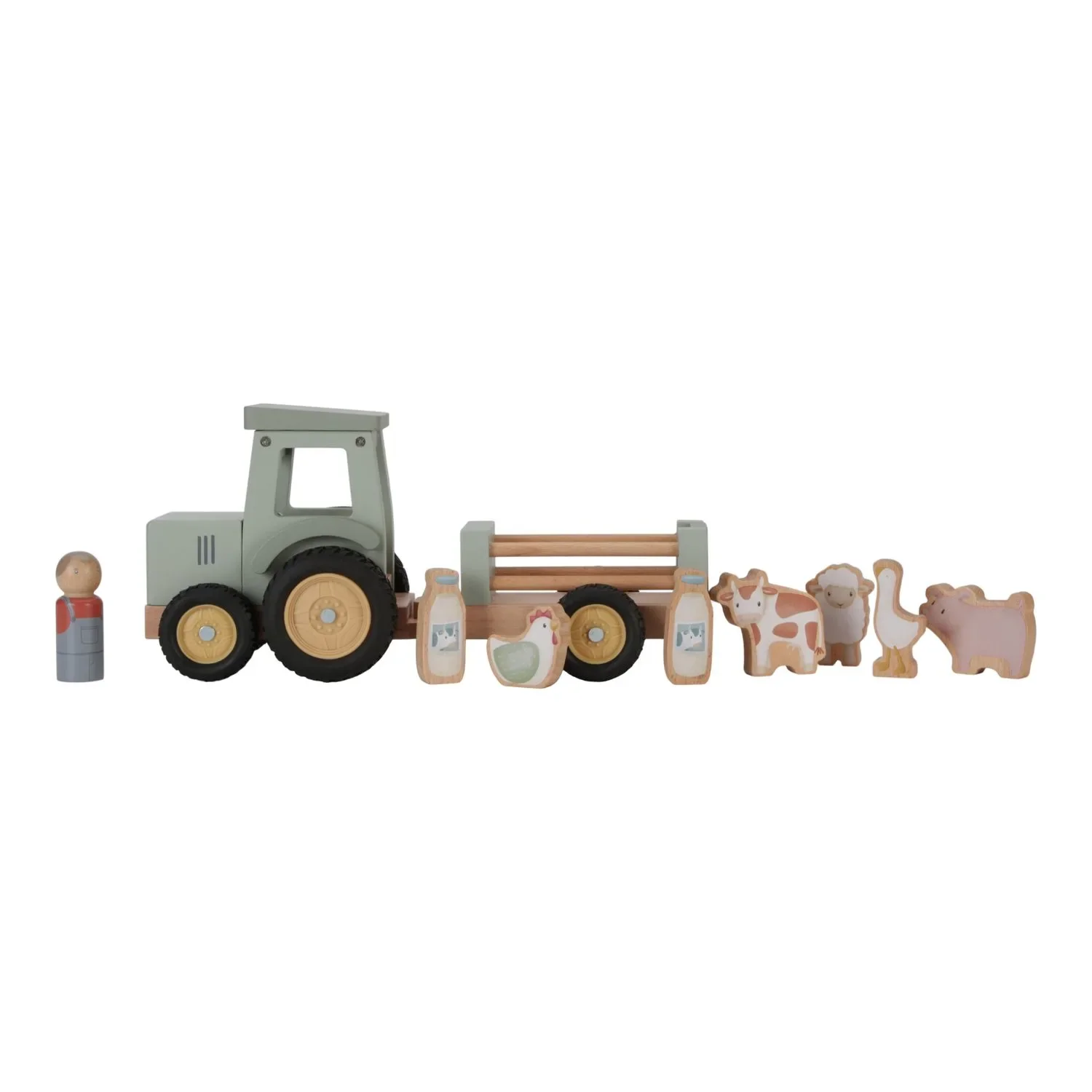 "Little Dutch Spielzeug Traktor mit Anhänger Little Farm, 30x12x14,5 image"