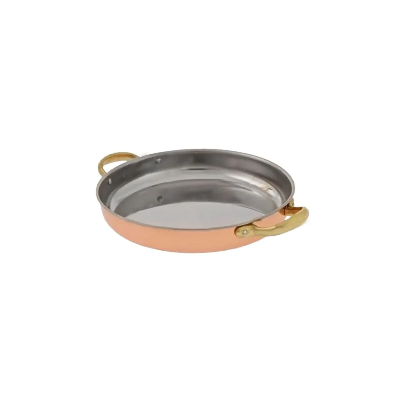 "Bratpfanne, Kupferpfanne mit Griffen - aus Kupfer und Messing, 32cm image"