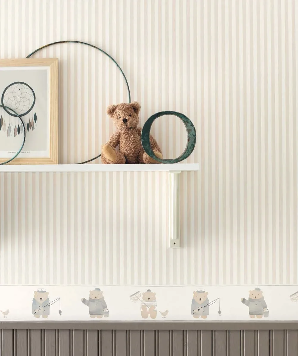 Casadeco My Little World Streifentapete hellbraun weiss