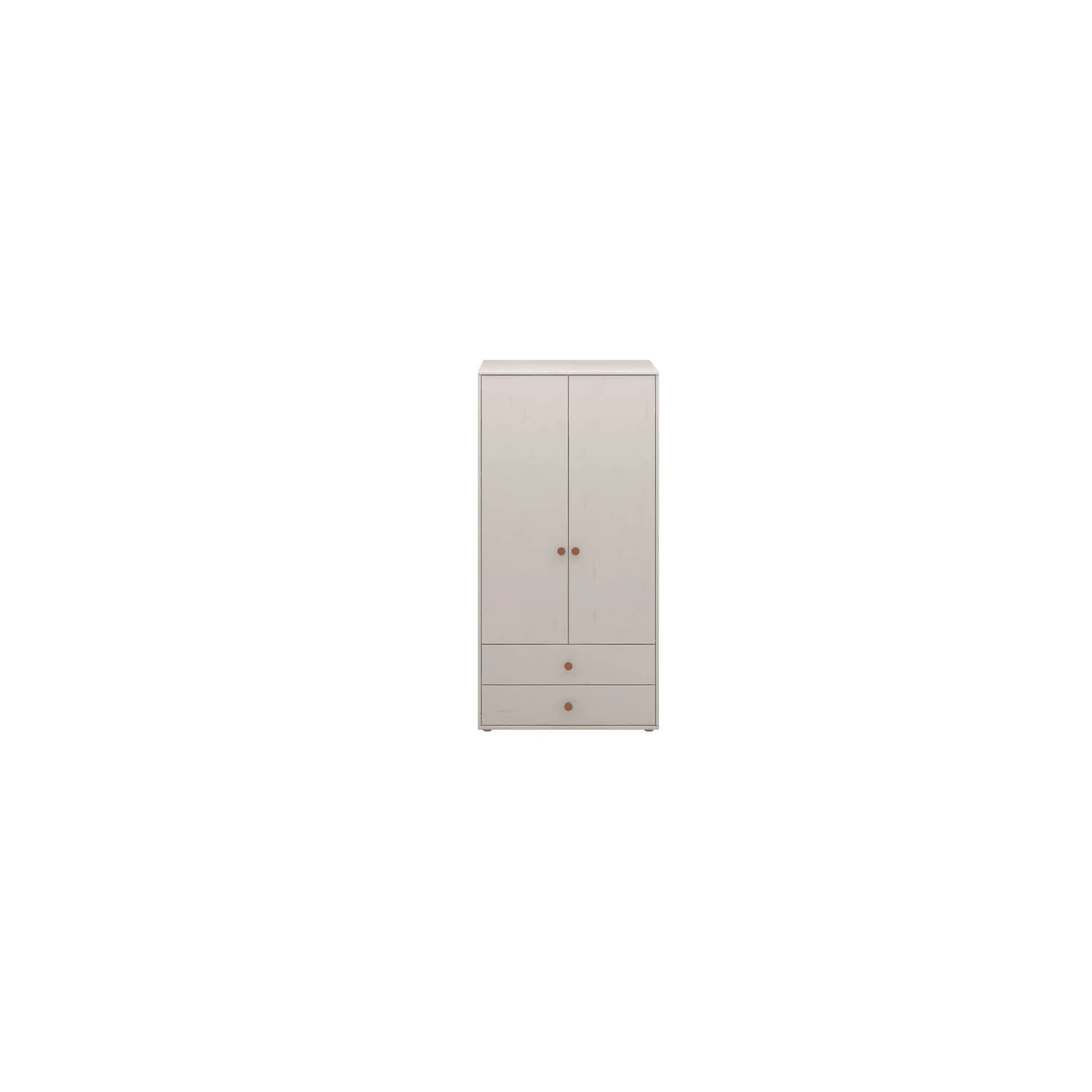 "Flexa Kleiderschrank - Classic, mit 2 Türen und 2 Schubladen, 101,3x202,5 cm, Farbe: Grau gekalkt / Grau gekalkt / Rouge image"