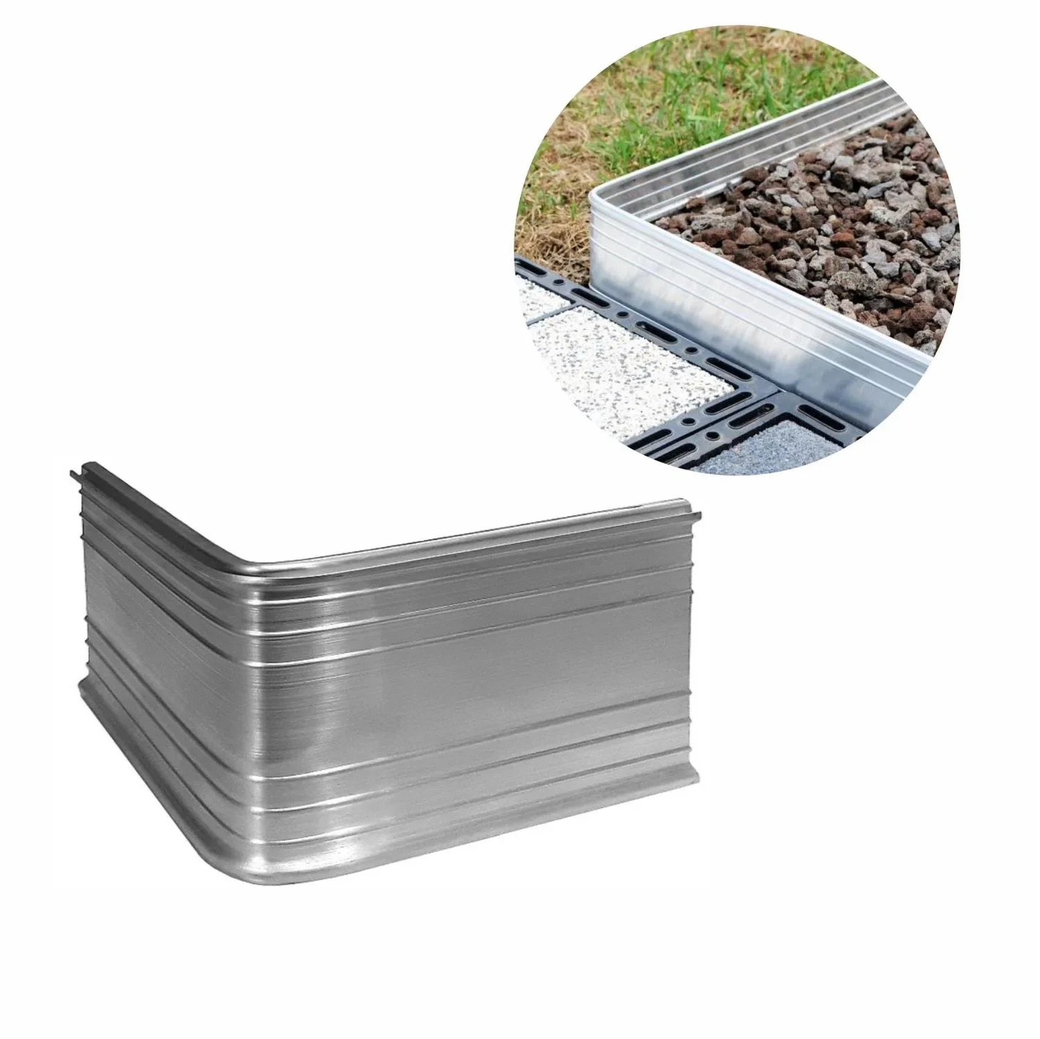Eckwinkel 90grad für Ultra Starke Alu Rasenkante 14cm | Beeteinfassung | Beetumrandung | Beetbegrenzungen